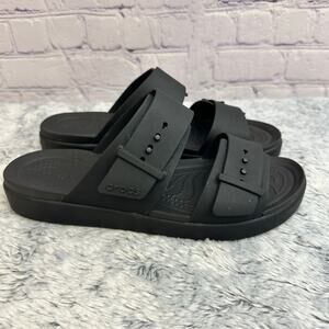 Crocs Brooklyn Buckle Slide On Sandals Black Women's 9 Low Platform Summer